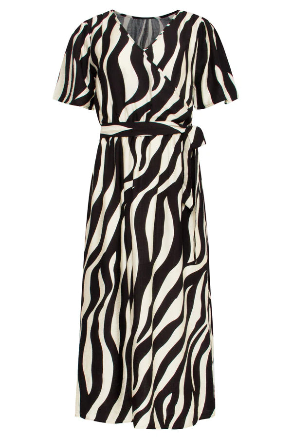 Midi Jurk Met Zebrastijl Print