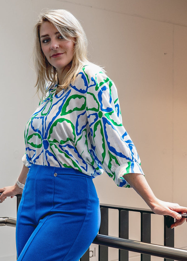 ZACHTE COBALT BLAUWE STRETCH BROEK - Trendi