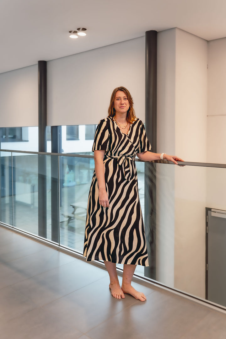 Midi Jurk Met Zebrastijl Print