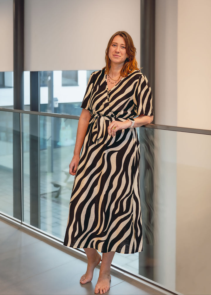 Midi Jurk Met Zebrastijl Print