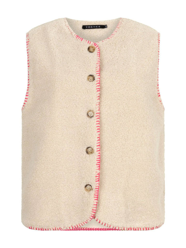 Gilet Evelynn Off-white/pink en Zalmroze - Merk Ydence